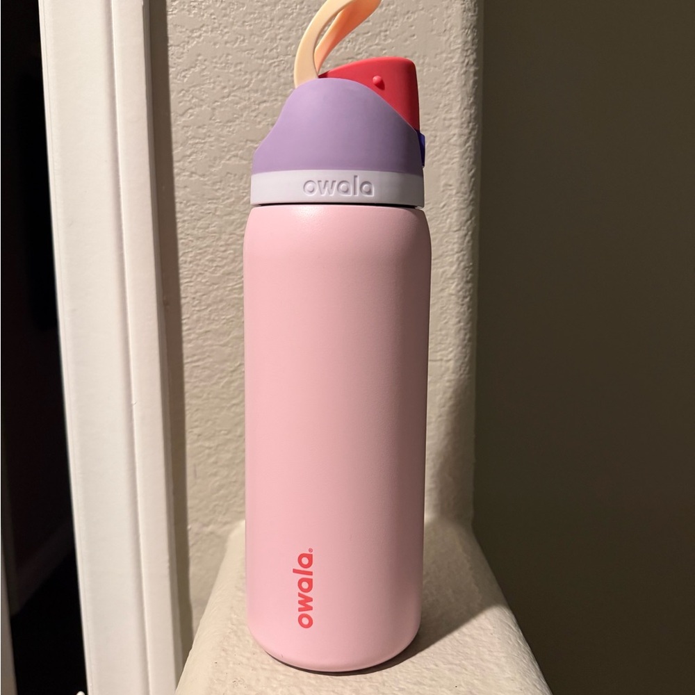 Owala Pink Water Bottle with Purple Lid BLOSSOM BUNNY
